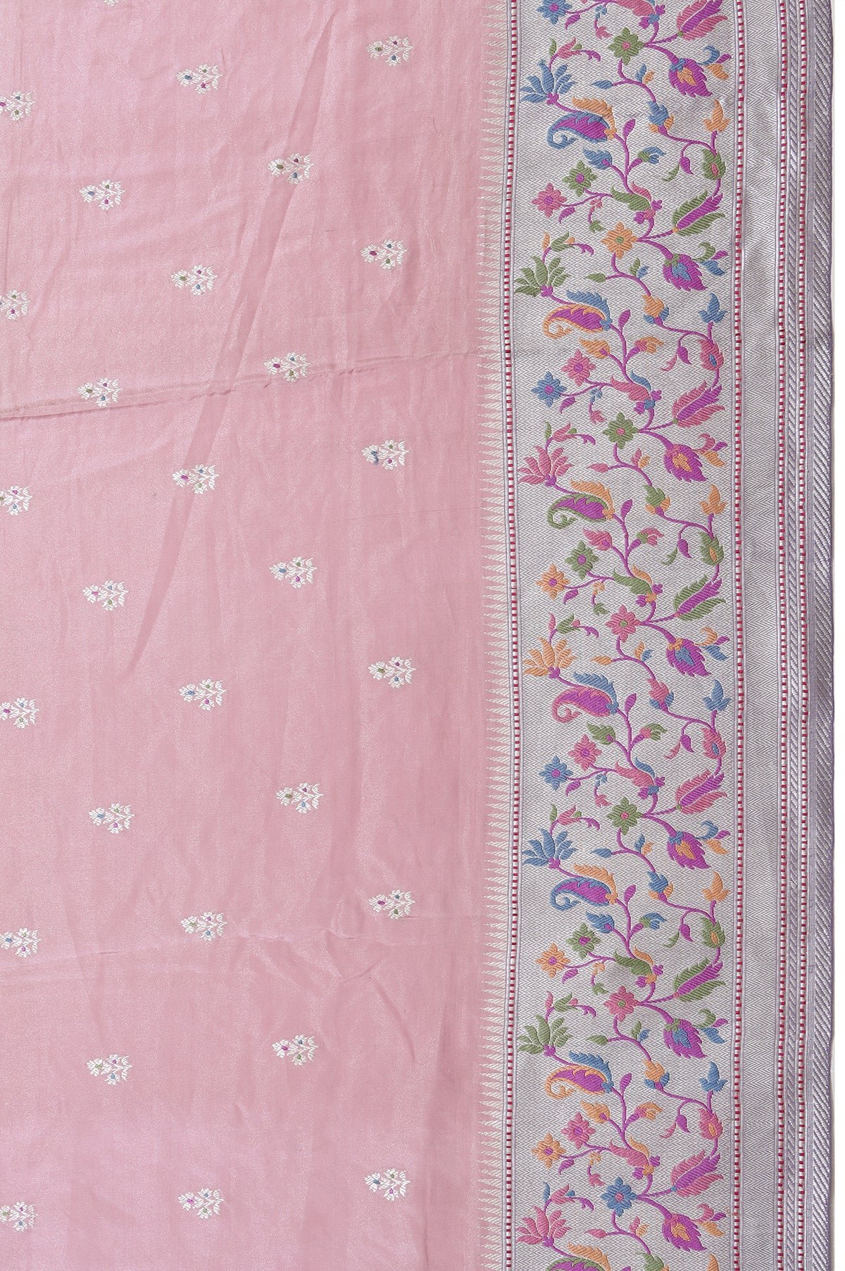 Gold Kanchipuram Silk Saree with Floral Design and Sea Green Border - Image 4