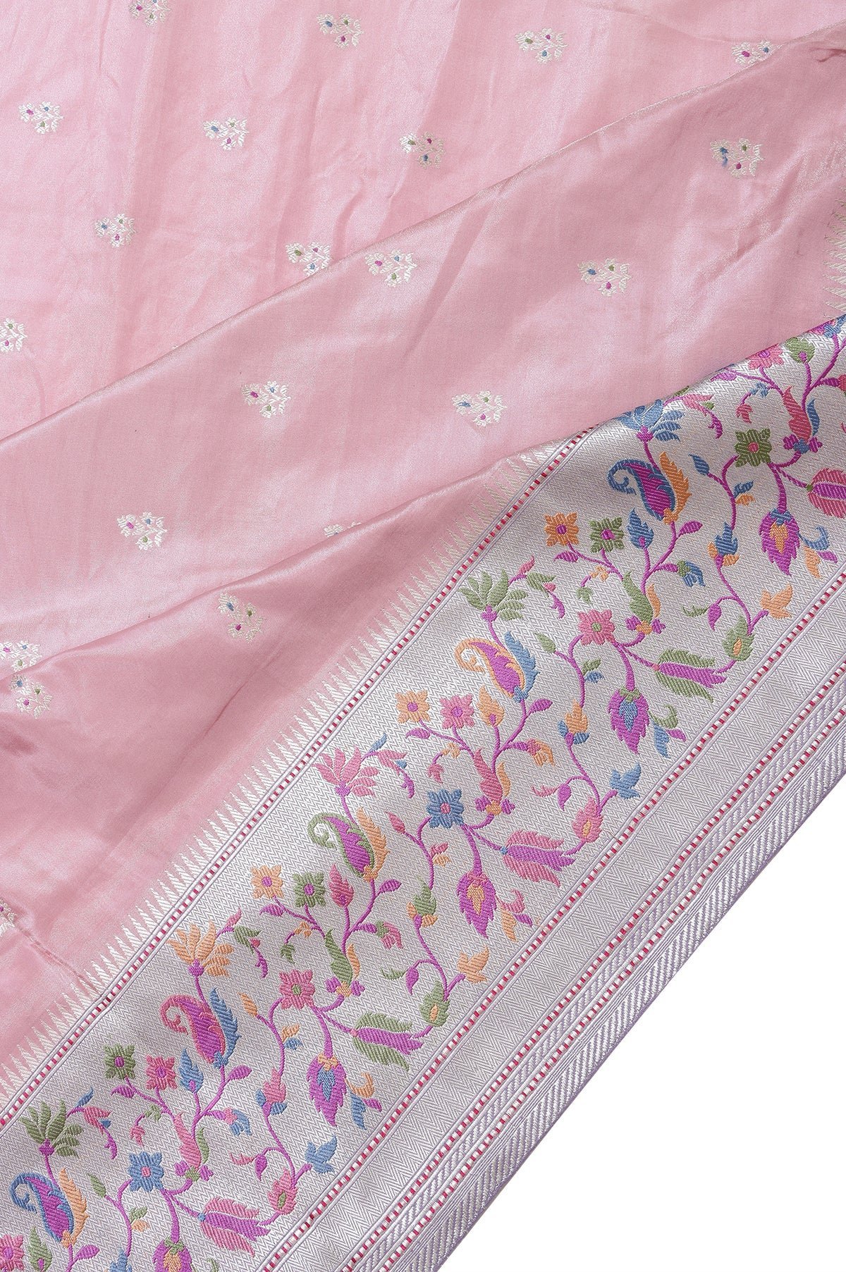 Gold Kanchipuram Silk Saree with Floral Design and Sea Green Border - Image 3