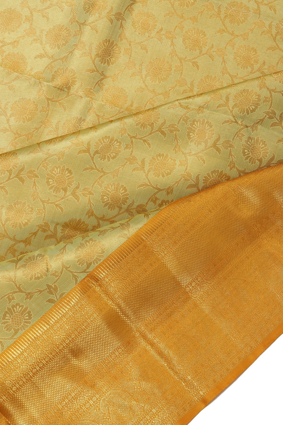 Golden Kanchipuram Tissue Silk Saree - Image 3