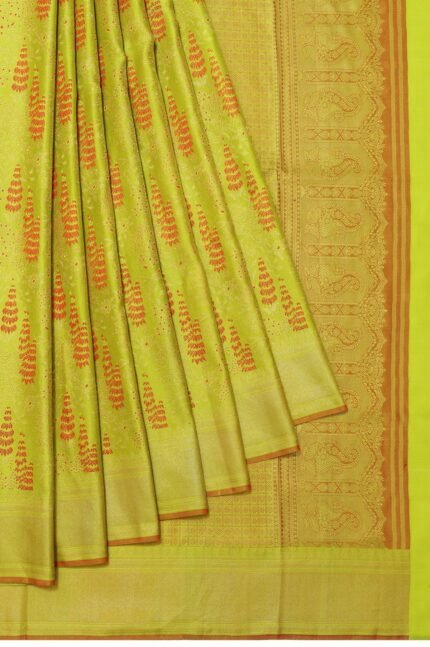 Parrot Green Kanchipuram Tissue Silk Saree