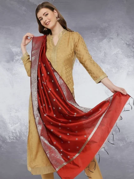 Banarasi Silk Dupatta with Silver Border