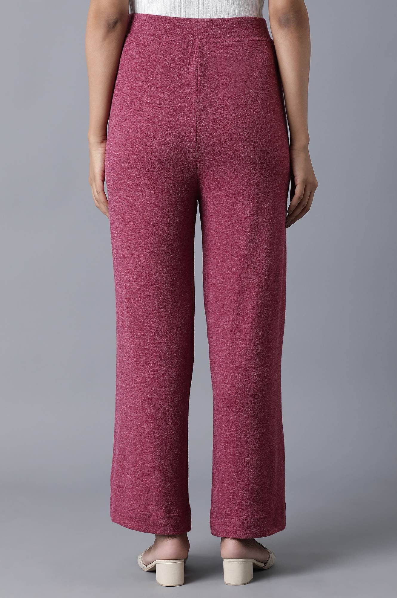 Pink Solid Straight Fit Palazzo With Elasticated Waistband - Image 3