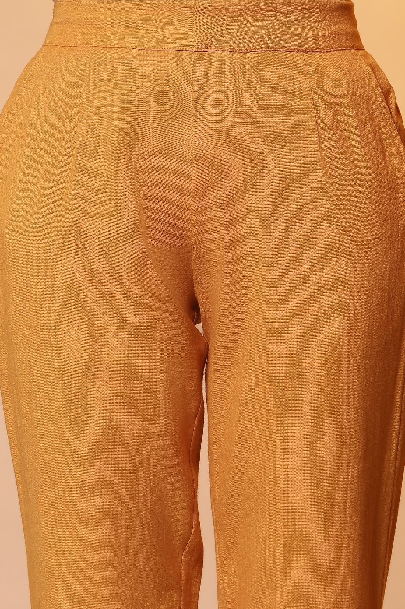 Mustard Lace Insert Pintuck Trousers - Image 7