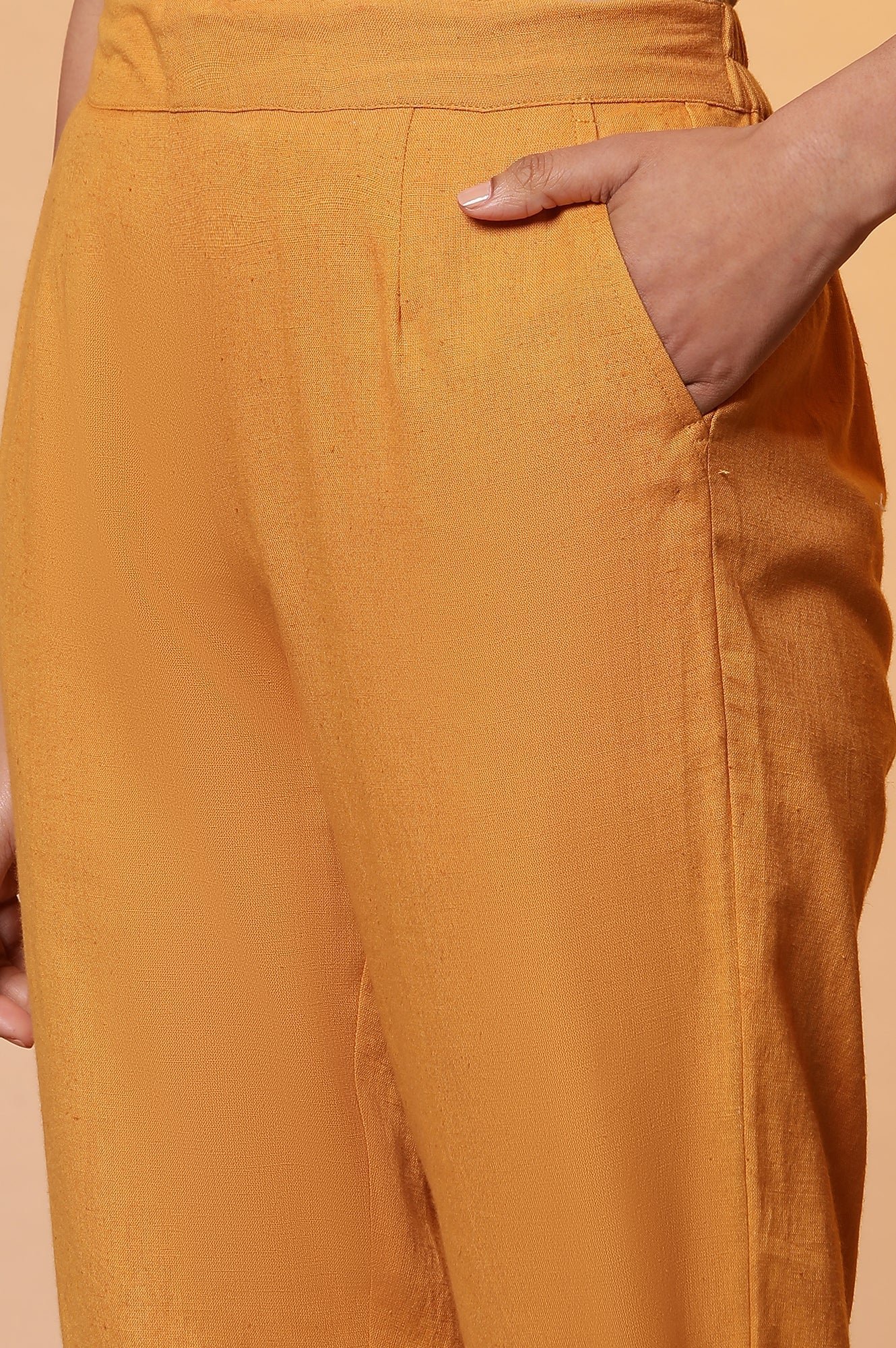 Mustard Lace Insert Pintuck Trousers - Image 8
