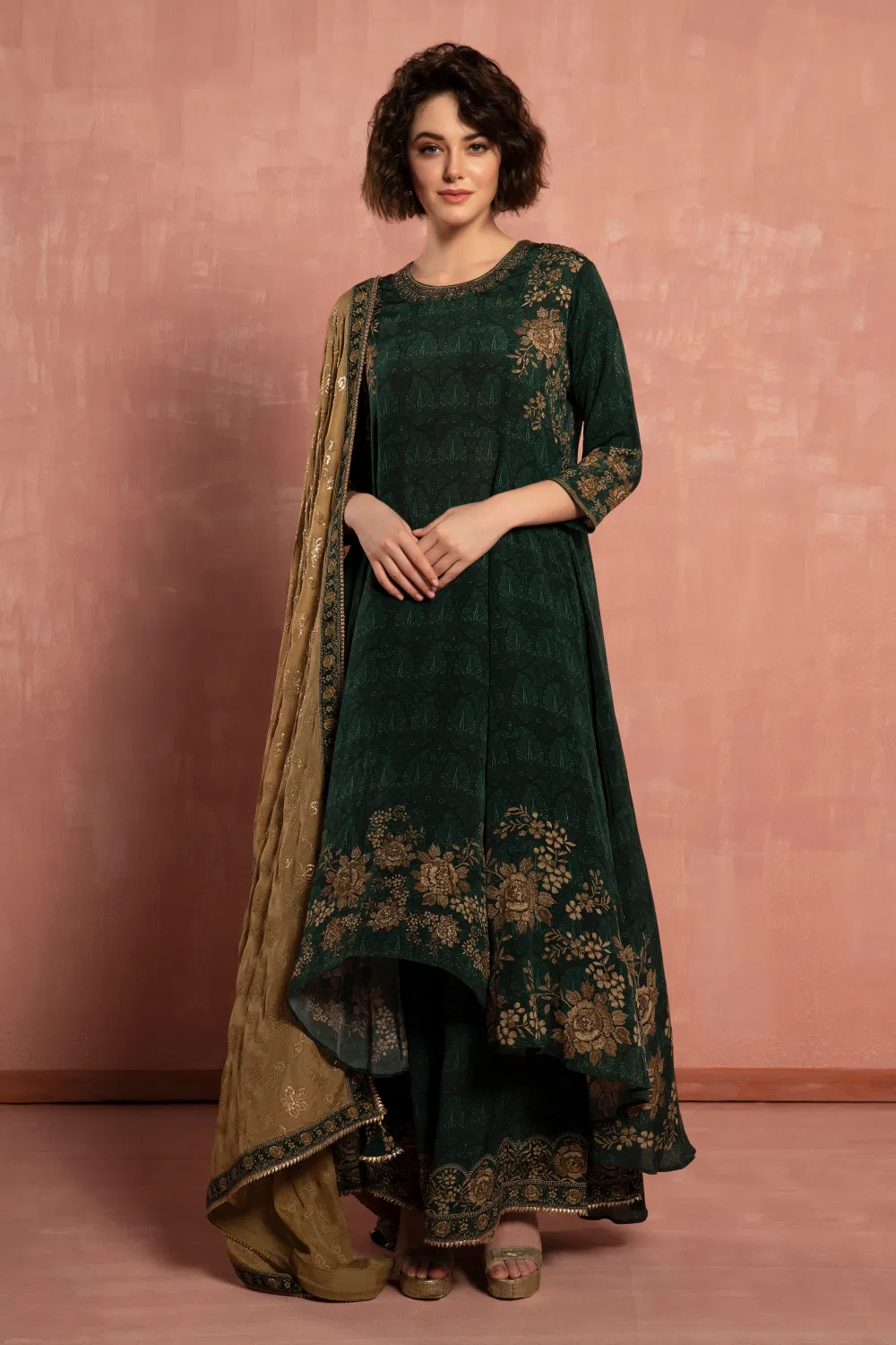 PRINTED KURTA TOP AND PALAZZO PANTS SET - Image 2