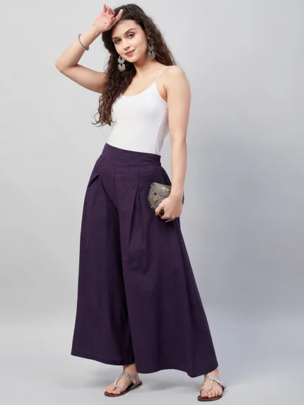 Wine Smart Casual Handloom Palazzo