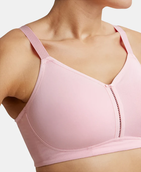 Non Padded Wirefree Super Combed Cotton Elastane Stretch Full Coverage Minimizer Bra - Image 6
