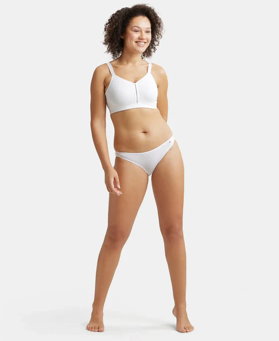 White Super Combed Cotton Elastane Stretch Full Coverage Minimizer Bra - Image 5