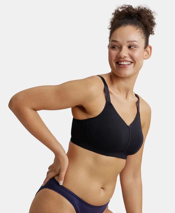Non Padded Super Combed Cotton Elastane Stretch Full Coverage Minimizer Bra - Image 3