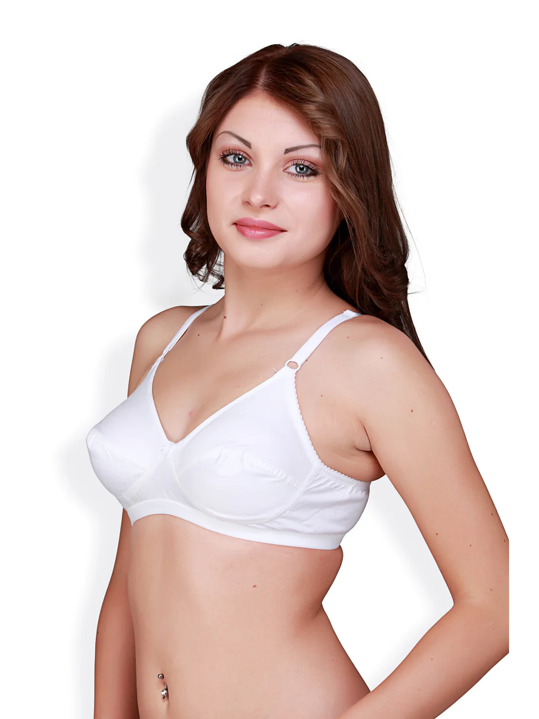White Non-Wired Flora Cotton Full-Coverage Bra - Image 2
