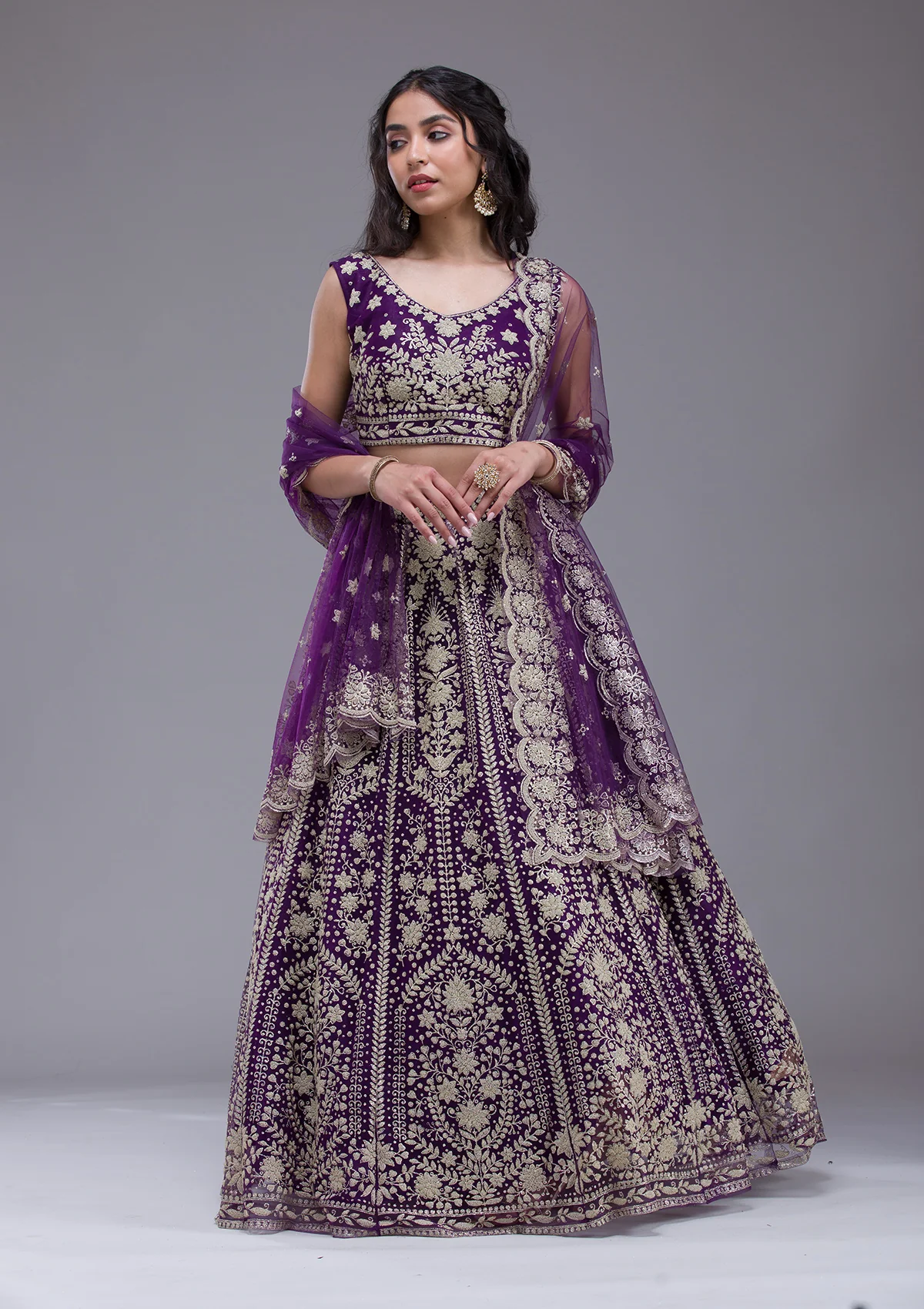 Threadwork Net Readymade Lehenga