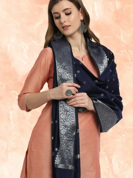 Banarasi Silk Dupatta with Silver Border