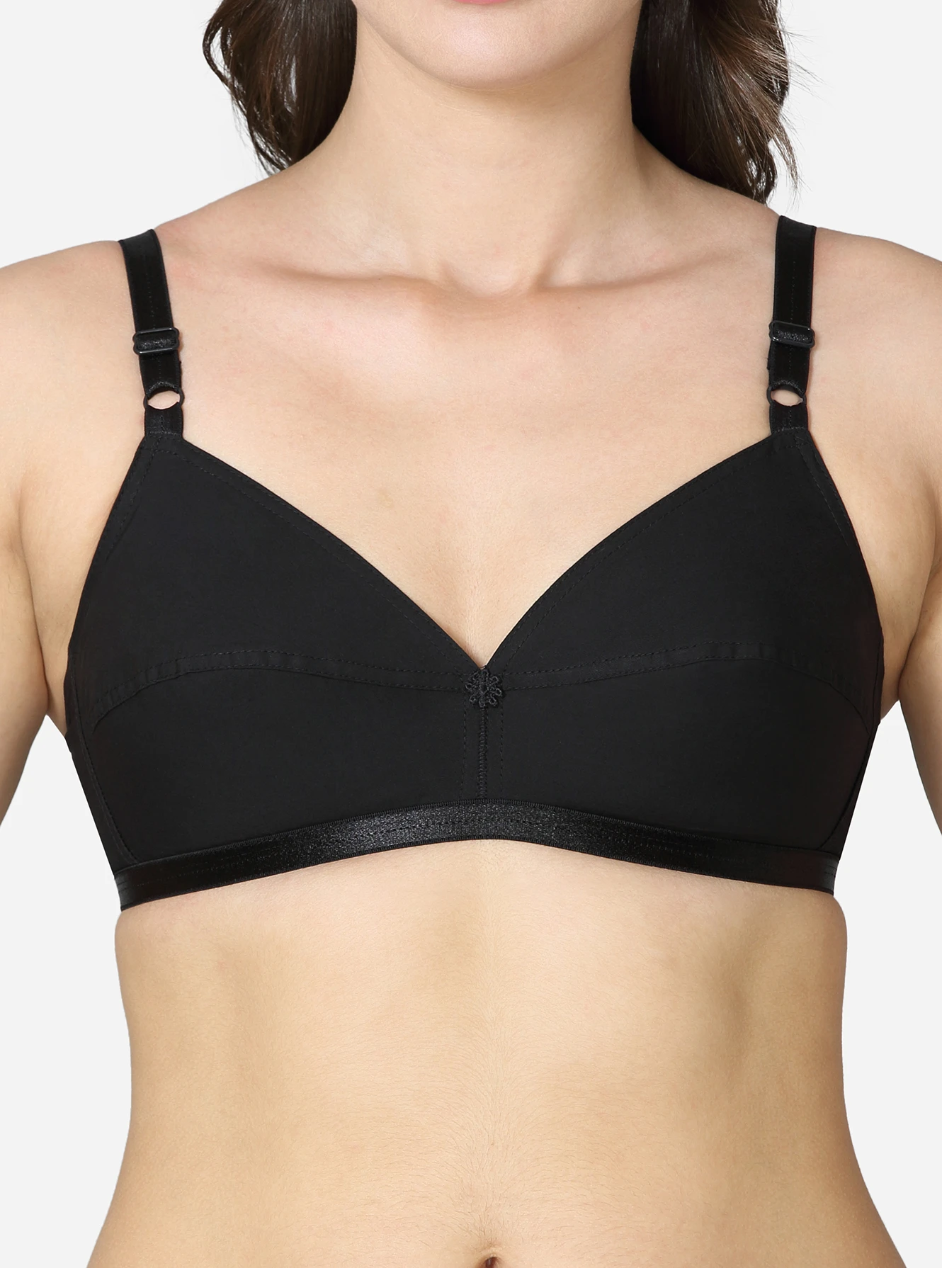Single layered Black pointed seamed cup medium coverage bra - Image 4