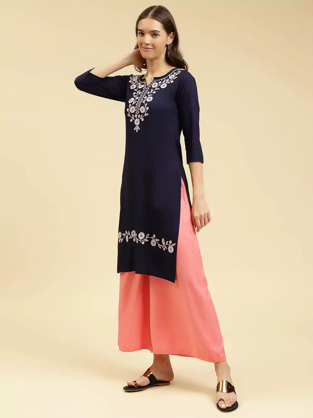 Blue Silk Work Kurti - Image 5