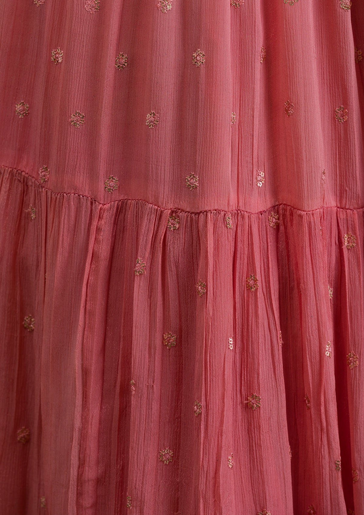 Yellow Threadwork Chiffon Readymade Lehenga - Image 9