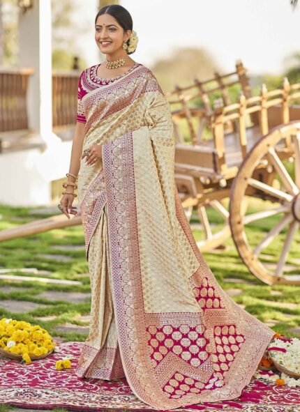 Benarasi Silk Jacquard Zari Saree Festive Wear