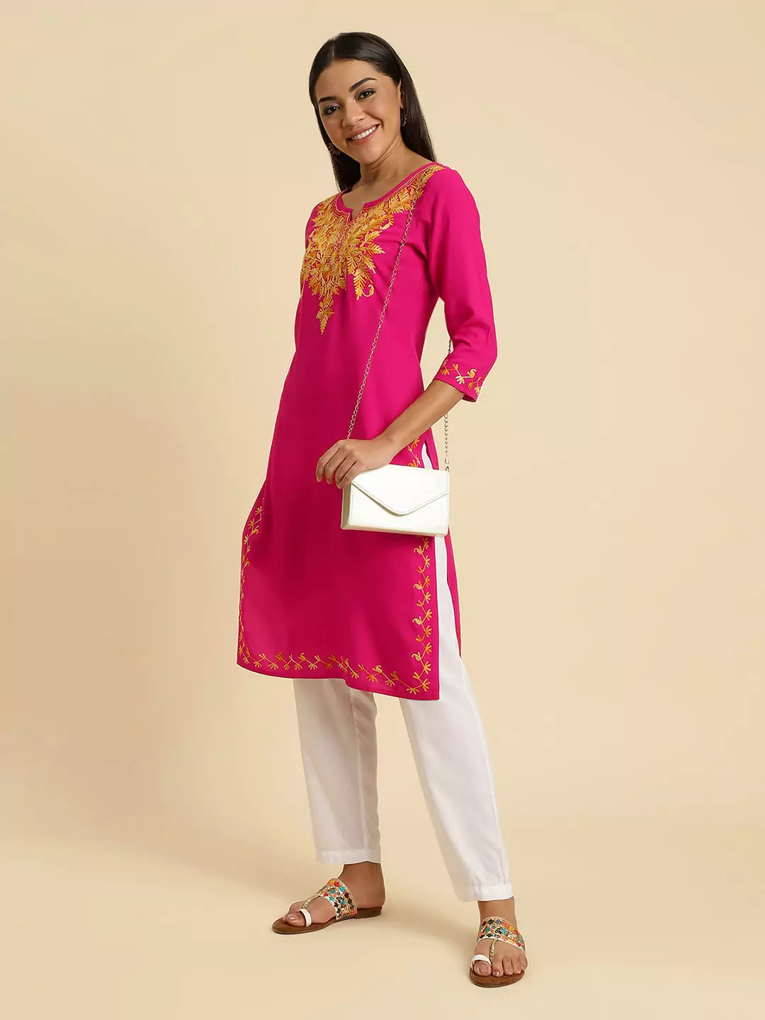 Zeenat Kashmiri Pink Kurti - Image 3