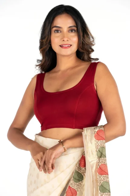Maroon U-Neck Women Blouse