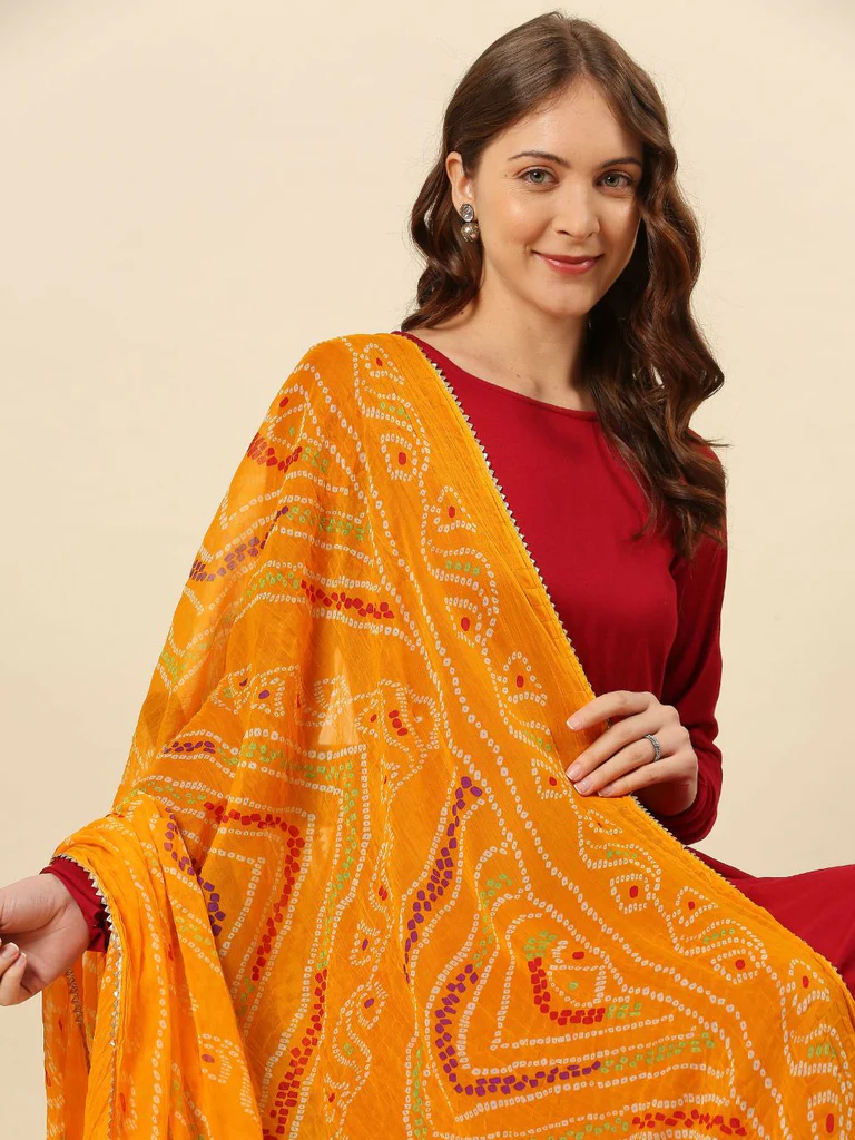 Multi Printed Bandhini Chiffon Dupatta - Image 2