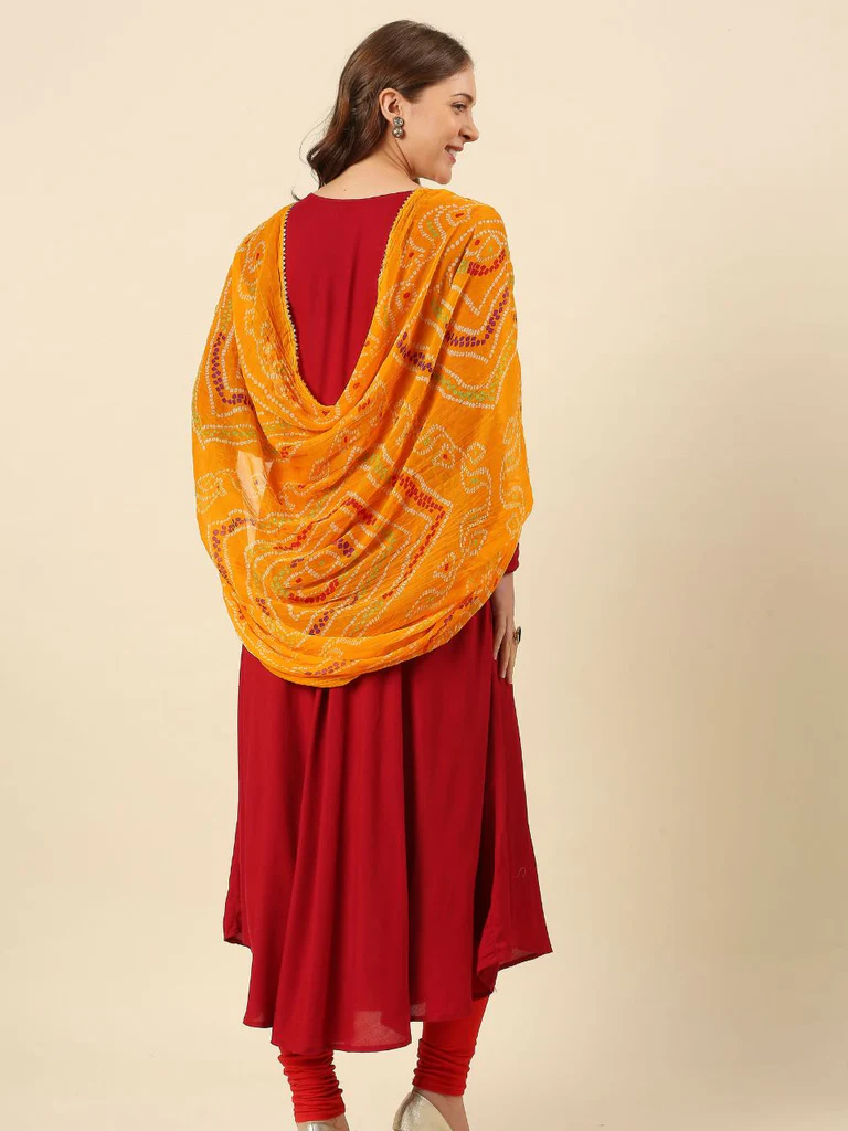 Multi Printed Bandhini Chiffon Dupatta - Image 3