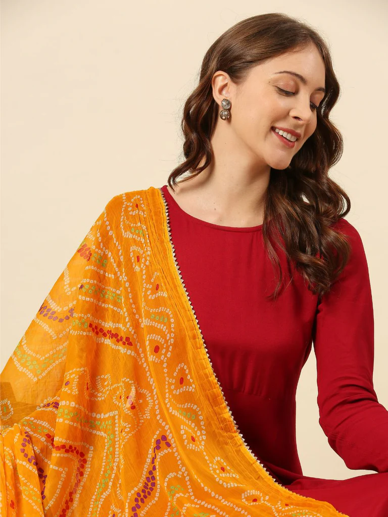 Multi Printed Bandhini Chiffon Dupatta - Image 4