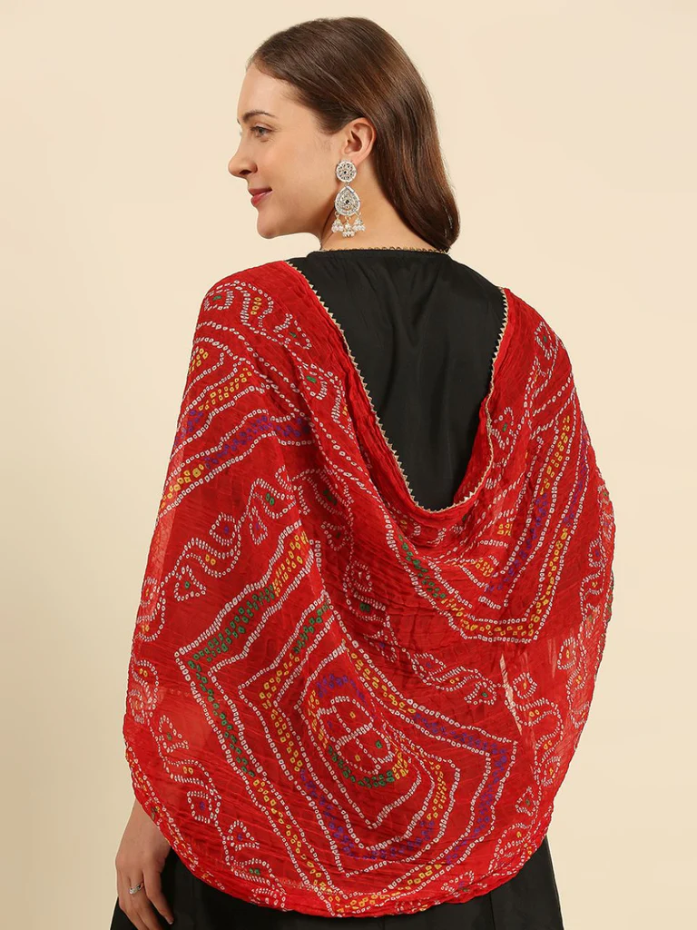 Multi Printed Bandhini Chiffon Dupatta - Image 14