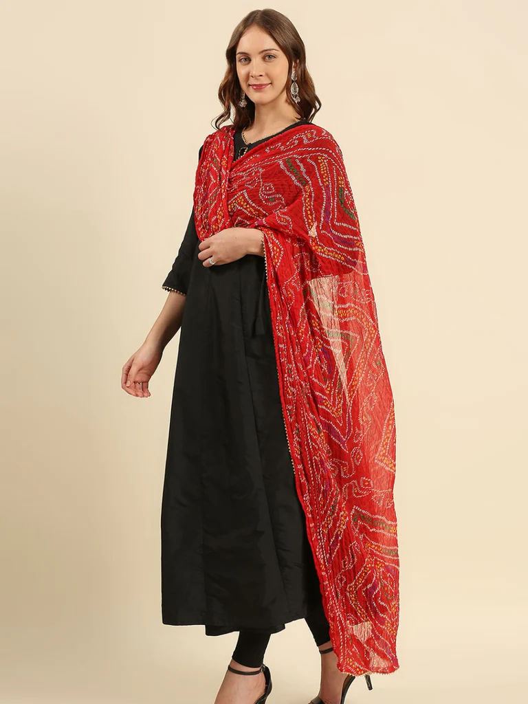 Multi Printed Bandhini Chiffon Dupatta - Image 11