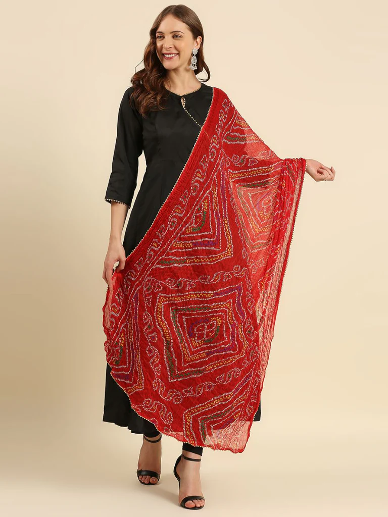 Multi Printed Bandhini Chiffon Dupatta - Image 10