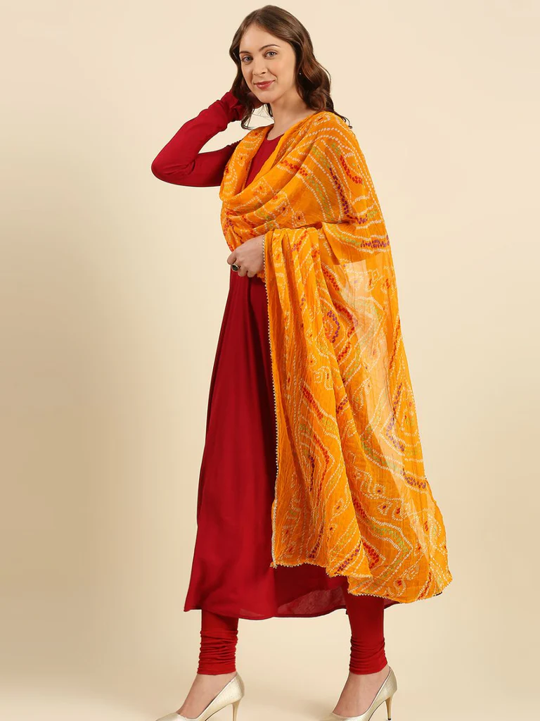 Multi Printed Bandhini Chiffon Dupatta - Image 5