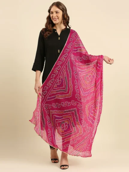 Multi Printed Bandhini Chiffon Dupatta