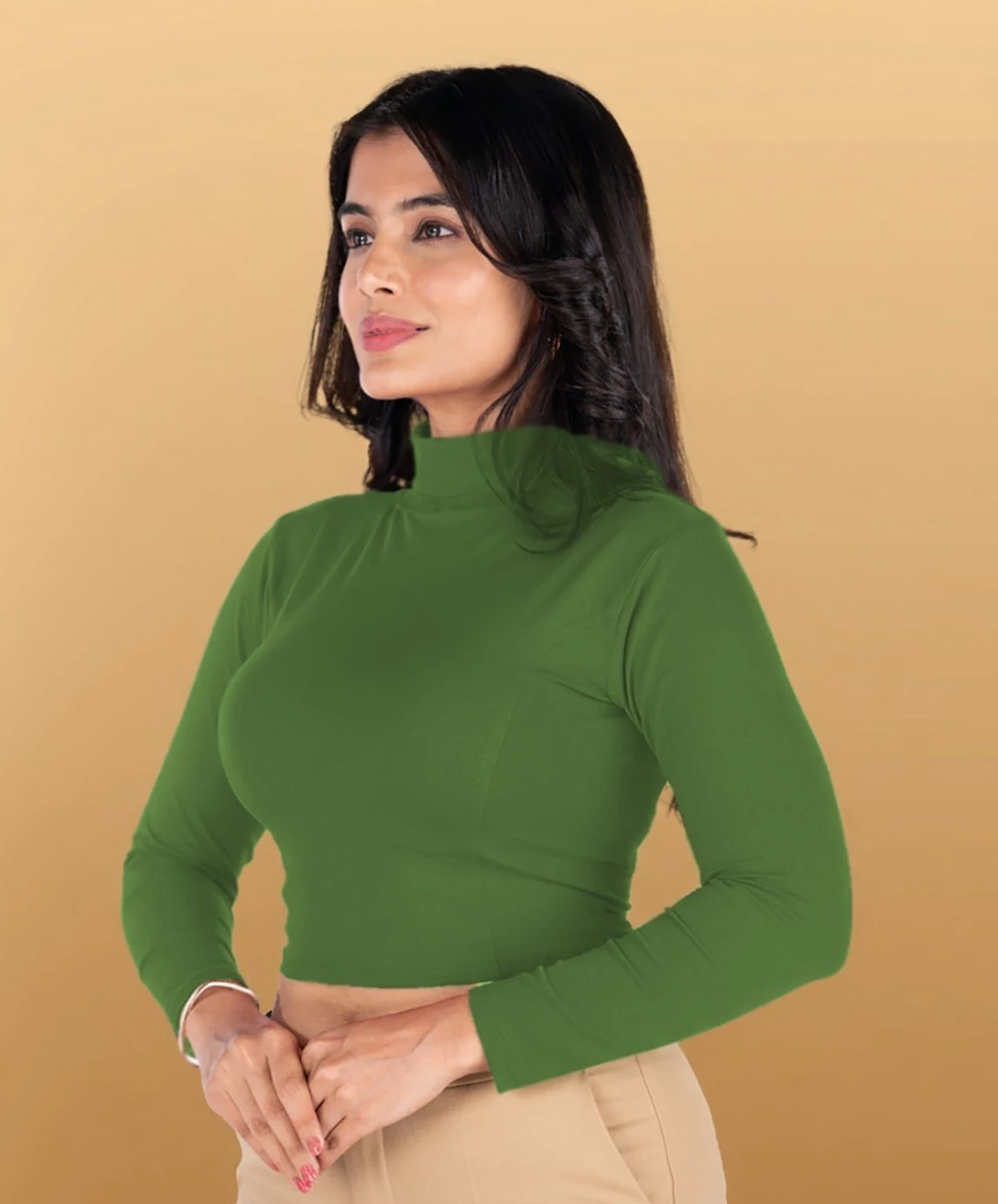 Full Sleeve Band collar Women Blouse - Image 2