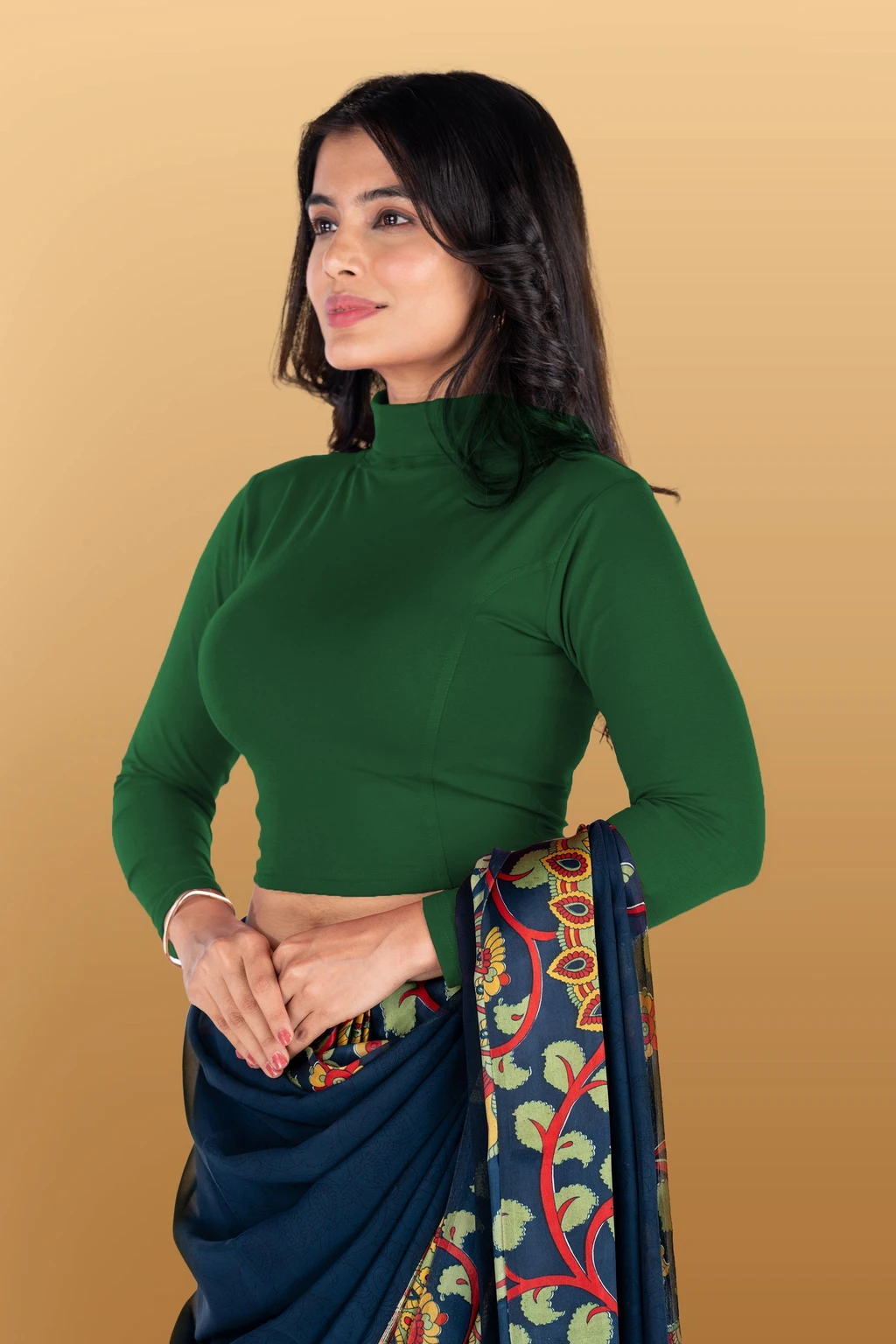 Full Sleeve Band collar Women Blouse - Image 4