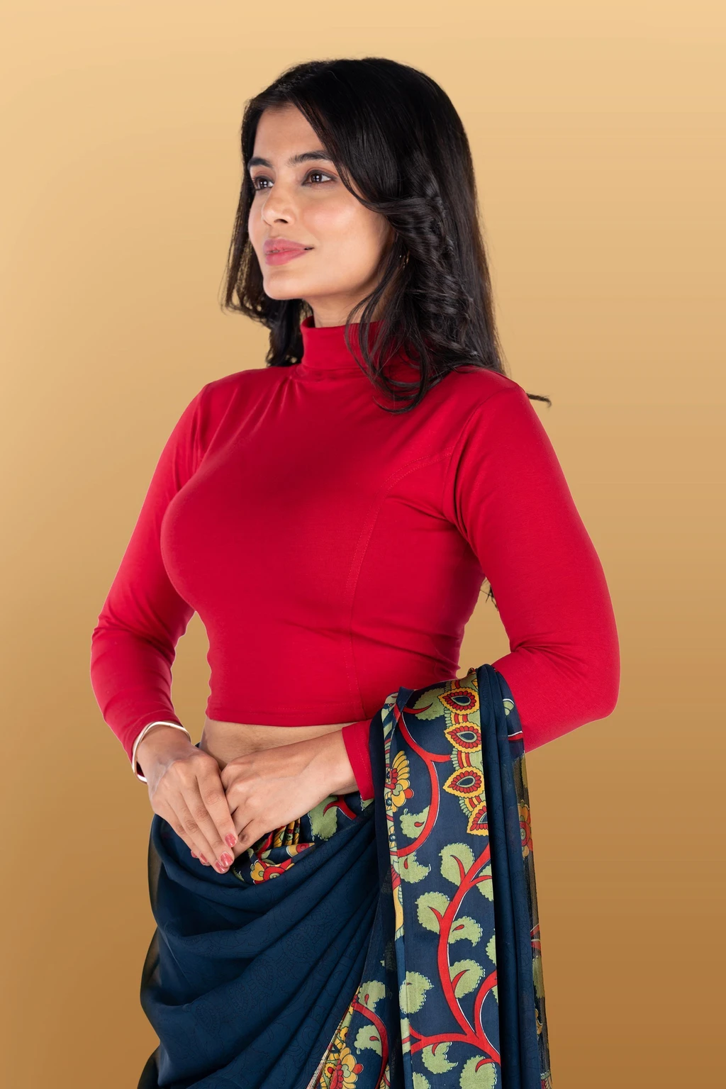 Full Sleeve Band collar Women Blouse - Image 4